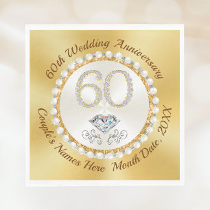 Erstaunliche Diamant-Hochzeitstagsservietten zum 6 Serviette
