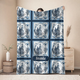 Erstaunliche florale Palast-Chinoiserie-Toile-Mono Fleecedecke