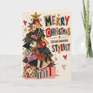Erstaunliche Friseurin handgefertigte Weihnachtska Dankeskarte