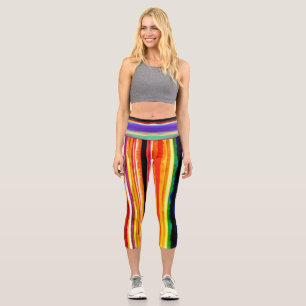 Erstaunliche gelbe Taille Regenbogen Capri Legging