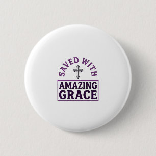 Erstaunliche Gnade Christliches Kreuz Vintage Button