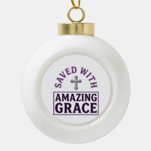 Erstaunliche Gnade Christliches Kreuz Vintage Keramik Kugel-Ornament