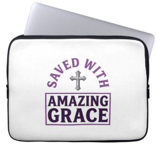 Erstaunliche Gnade Christliches Kreuz Vintage Laptopschutzhülle