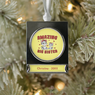 Erstaunliche große Schwester - Kitty Cats rote Her Banner-Ornament Silber