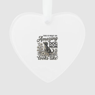 Erstaunliche Hundefrau Retro-Blumen-Hundeliebhaber Ornament