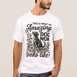 Erstaunliche Hundefrau Retro-Blumen-Hundeliebhaber T-Shirt