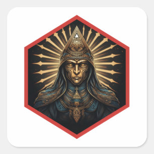 Erstaunliche Illuminati-Fantasie-Porträt Quadratischer Aufkleber