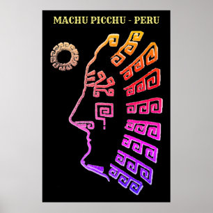Erstaunliche Machu Picchu Zeichnung Poster