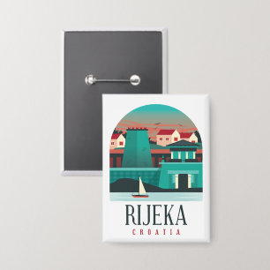 Erstaunliche Rijeka Kroatien Vintage Reise Button