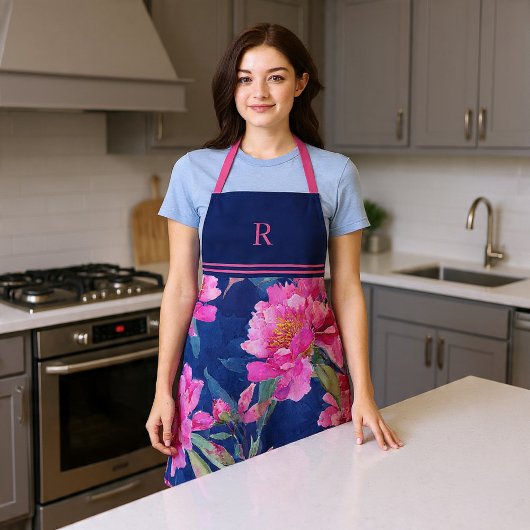 Erstaunliche rosa florale Monogramm-Blüte Schürze