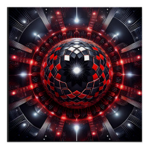 Erstaunliche rote/schwarze karierte Mandelbrot-Ste Poster