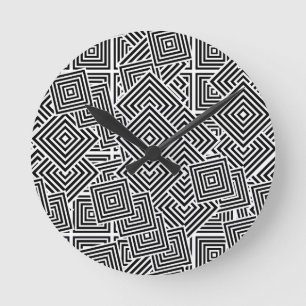 Erstaunliche schwarz-weiße Geometrie Runde Wanduhr