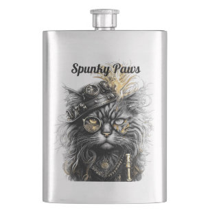 Erstaunliche Steampunk-Katze personalisieren  Flachmann