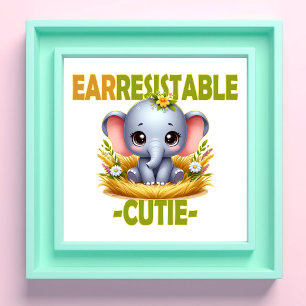 Erstaunliche Süsse Spaß Pun. Baby Elephant Cartoon Fotodruck