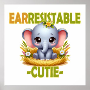 Erstaunliche Süsse Spaß Pun. Baby Elephant Cartoon Poster