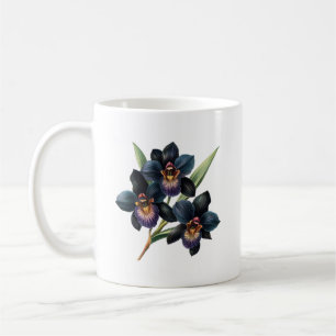Erstaunliche vintage klassische schwarze Orchidee Kaffeetasse