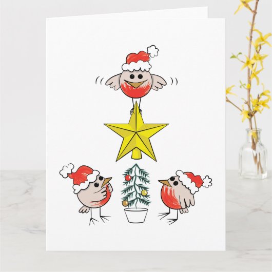 Erstaunliche Weihnachtskarte - Robinen, die Weihna Karte (Gelbe Blume)