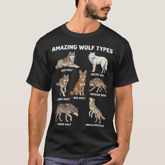 Erstaunliche Wolfstypen Tierarten Wölfe T-Shirt (Vorderseite)