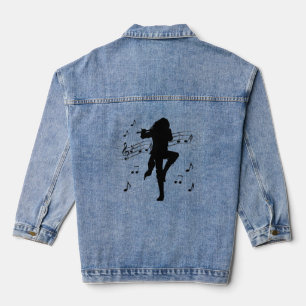 Erstaunlicher einsamer Flötenspieler Musik Jeansjacke