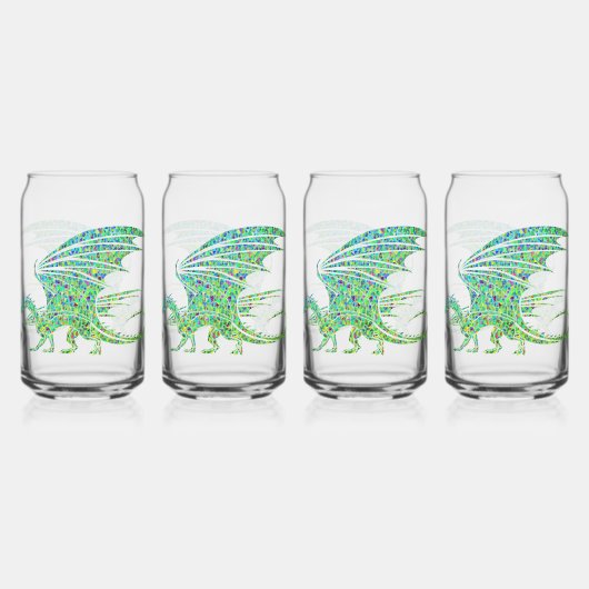 Erstaunlicher grüner Mosaikdrache Dosenglas (Vorderseite)