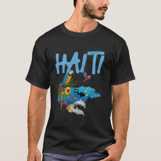 Erstaunlicher Haiti-Souvenir-Papagei-Tauchgang Hai T-Shirt