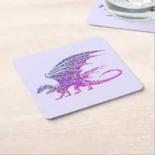 Erstaunlicher Mosaik-Drache Lila Rechteckiger Pappuntersetzer