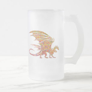 Erstaunlicher Mosaik-Drache Mattglas Bierglas