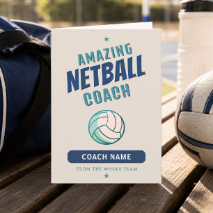 Erstaunlicher Netball-Trainer Personalisierter Nam Dankeskarte