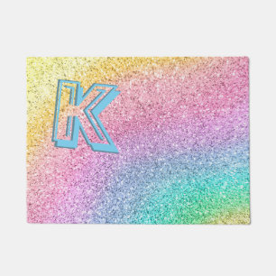 Erstaunlicher Pastell Glitter Mädchen Monogramm in Fußmatte