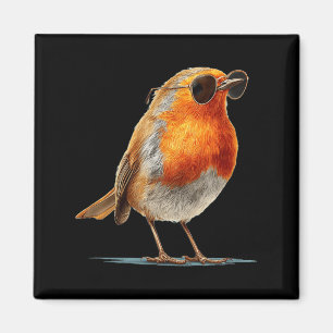 Erstaunlicher Rotkehlchen-Vogel mit Brille und Fed Magnet