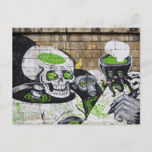 Erstaunlicher Schädel und Schimpanse Graffiti Postkarte (Vorderseite)