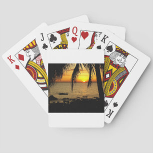 Erstaunlicher Sonnenuntergang am Strand Spielkarten