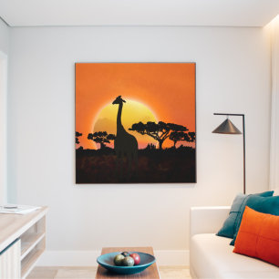 Erstaunlicher Sonnenuntergang in der Serengeti mit Leinwanddruck