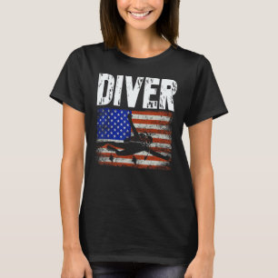 Erstaunlicher Taucher US-amerikanische Flagge Tauc T-Shirt
