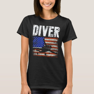 Erstaunlicher Taucher US-amerikanische Flagge Tauc T-Shirt