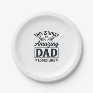 Erstaunlicher Vater Vintage Gravur Typografie Desi Pappteller