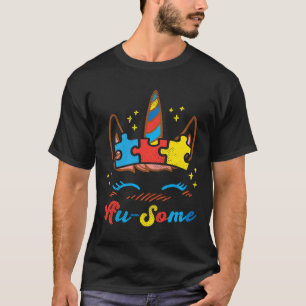 Erstaunliches Einhorn-Gesicht-Puzzle Autismus-Bewu T-Shirt