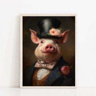 Erstaunliches Vintage-Schwein-Porträt, viktorianis Poster