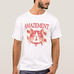 Erstaunte Katzenillustration - Süßes und Ausdrucks T-Shirt