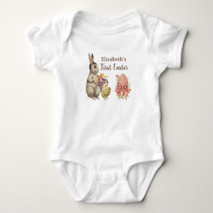 Erstausstattung Osterbekleidung Vintage Hase Kanin Baby Strampler