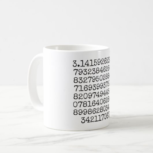 Erste 100 Ziffern der Pi-Tasse Kaffeetasse (Vorderseite Links)