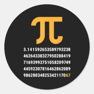 Erste 100 Ziffern von Pi 67 Nerds Geeks Mathelehre Runder Aufkleber