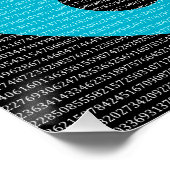 Erste 10.000 Ziffern Pi, blau auf schwarz Poster (Ecke)