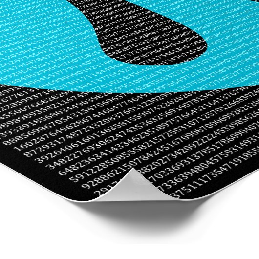 Erste 10.000 Ziffern Pi, blau auf schwarz Poster (Ecke)