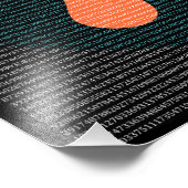 Erste 10.000 Ziffern Pi in blau und orange Fotodruck (Ecke)