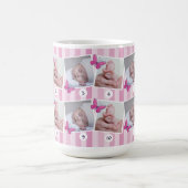 Erste 12 Monate Baby Foto Collage Pink Butterfly Kaffeetasse (Mittel)