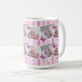 Erste 12 Monate Baby Foto Collage Pink Butterfly Kaffeetasse (VorderseiteRechts)