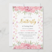 Erste 1. Geburtstag Wasserfarbenblutungen Einladung (Vorderseite)