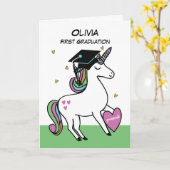 Erste Abschluss Gratulation Einhorn Karte (Gelbe Blume)