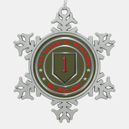Erste Abteilung Infanterie Schneeflocken Zinn-Ornament (Vorderseite)